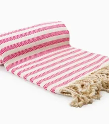 Toalla Peshtemal Kemer (Natural rayas rojas)