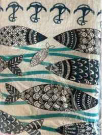 Toalla Peshtemal Digital Print (Natural peces negros)