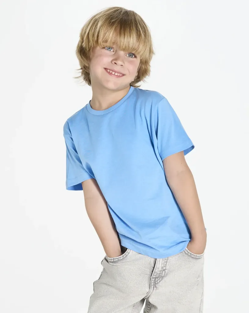 Camiseta De Algodón Personalizada Varios Colores JHK 155  NIÑO (2-4 años, logo frontal, Blanco)